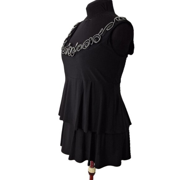 Peplum Top Slimming Ruffle Neckline Empire Style Large Tiana B. Size L - Picture 4 of 11